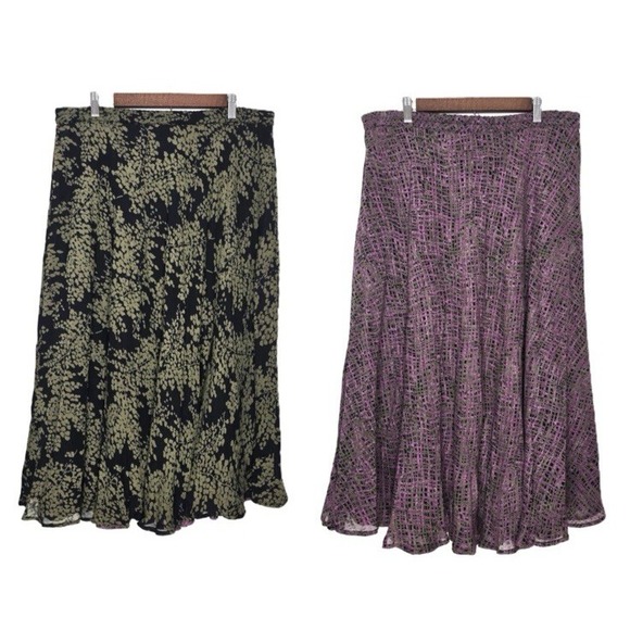 Coldwater Creek Reversible Skirt Sz 10-12 Y2K Boho Whimsigoth Pink Green Black - Picture 1 of 10